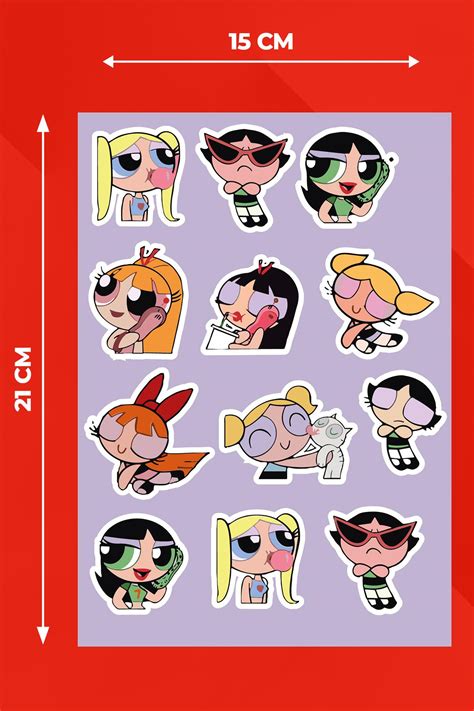 Powerpuff Girls Sticker Seti Ajanda Laptop Telefon Sticker Seti