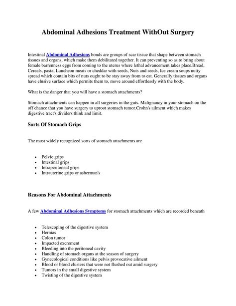 PPT - Abdominal Adhesions Symptoms Causes Treatment PowerPoint