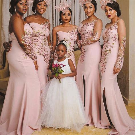 New Light Pink Mermaid 2022 Bridesmaid Dresses Off The Shoulder Lace