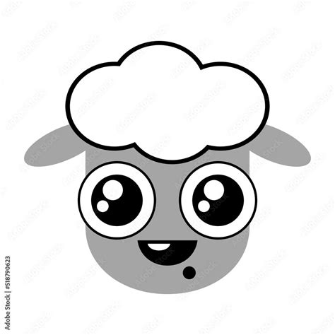 Cute sheep face cartoon. Vector illustration isolated on a white. Stock ...