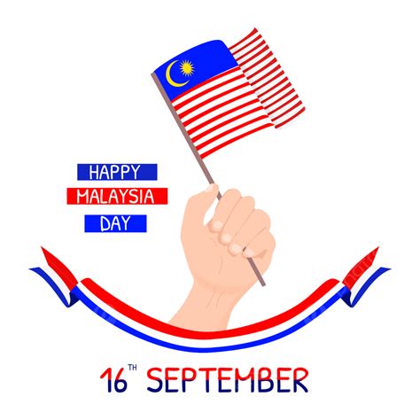 Hand Holding Flag Vector Art PNG Happy Malaysia Day With Hand Holding