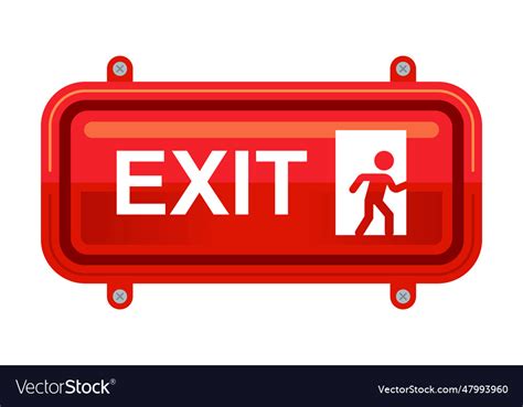 Red exit sign fire safety Royalty Free Vector Image