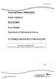 MAT1503 Unisa Linear Algebra Studocu