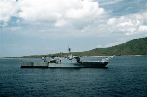 A Starboard Beam View Of The Tank Landing Ship USS BOULDER LST 1190