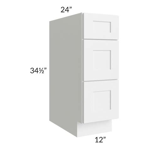 Frosted White Shaker 12 3 Drawer Base Cabinet The Rta Store