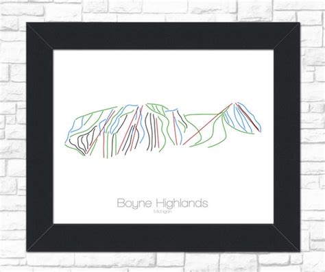 Boyne Highlands Map Michigan Mi Ski Snowboard Trail Map Art | Etsy