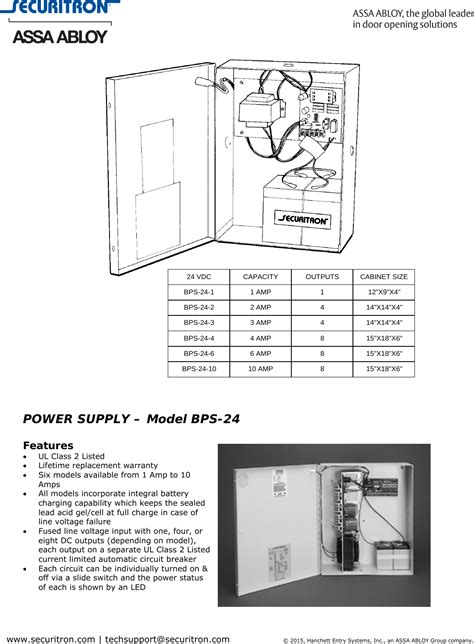 Securitron Bps 24new 24 Architectural Specifications Spec