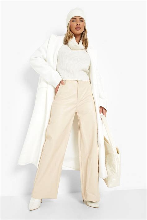 Faux Leather Pu Wide Leg Pants Boohoo