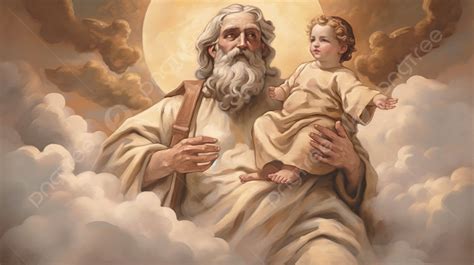 Fondo Jesus Sosteniendo A Su Hijo Con Una Nube Alrededor Fondo Imagen