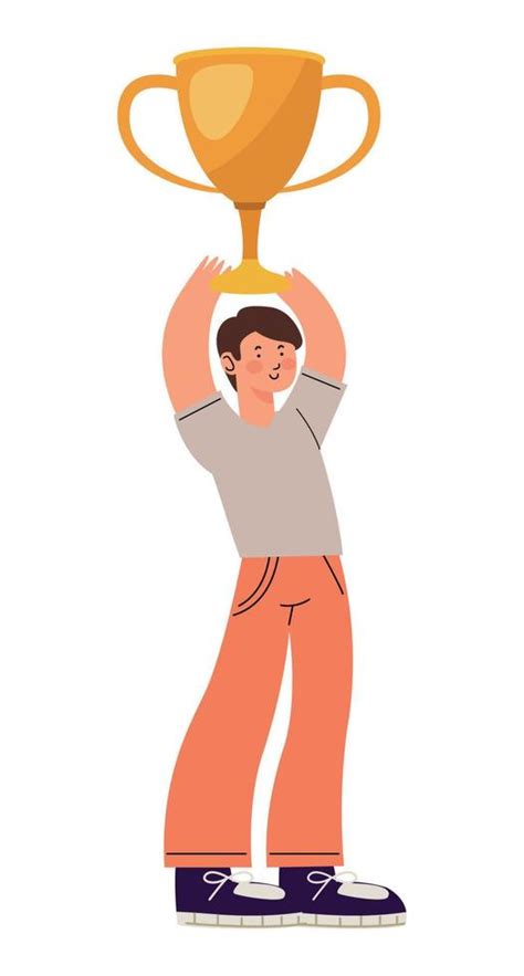 Man Holding Trophy 10528235 Vector Art At Vecteezy