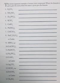 Answered: This review represents examples of ternary ionic compounds. Where the formula is given ...