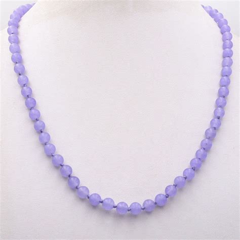 Natural 6mm Lavender Purple Jade Round Gemstone Beads Necklace 18 EBay