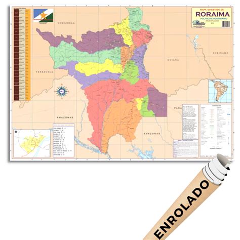 Mapa Estado De Roraima Politico Poster Geografico Shopee Brasil