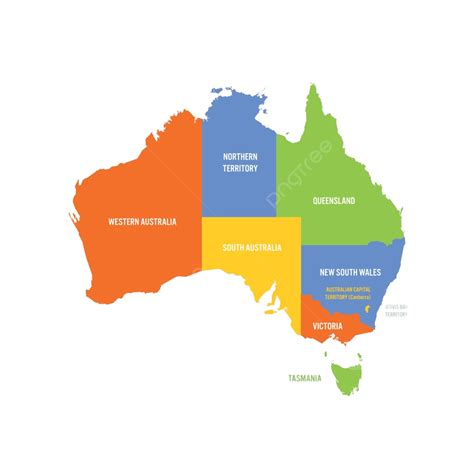 A Colorful Vector Map Of Australias States And Territories With Simplified Borders Vector New