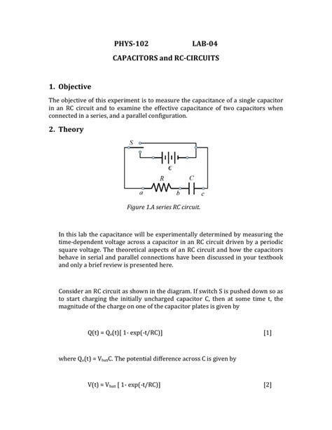 PHYS 102 LAB 04 CAPACITORS And RC CIRCUITS 1