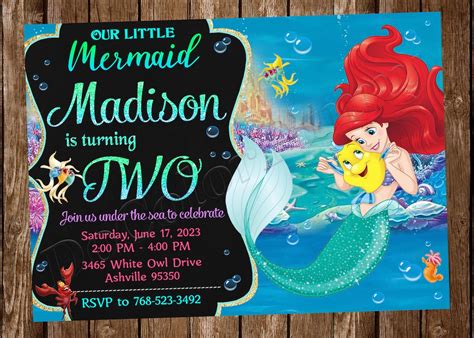 Little Mermaid Invitation Ariel Invitation Little Mermaid Birthday