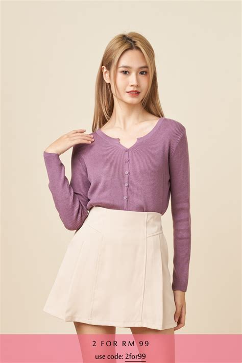 Top Gabriella Button Down Cardigan Top Purple By Kei Mag