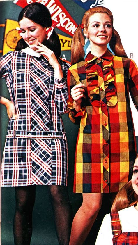 Pennys 69fw 2 Plaid Dresses Plaid Fashion Sixties Fashion Seventies