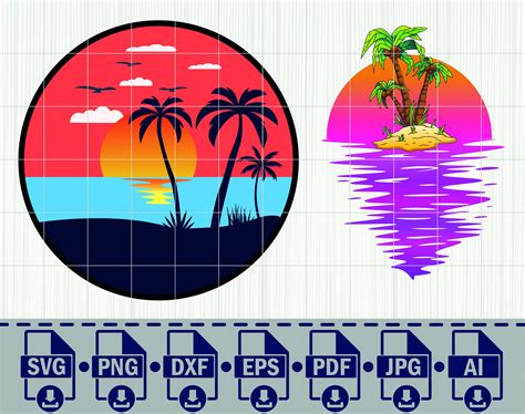 Palm Tree Svg, Palm Tree Silhouette, Palm Tree Cut Files, Beach Scene ...