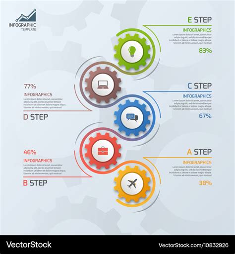 Vertical timeline infographic template with gears Vector Image