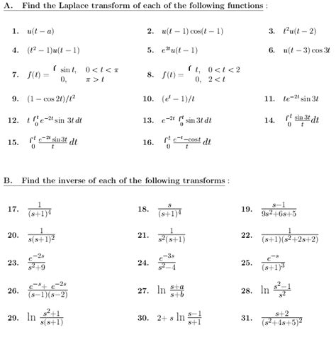 Find The Laplace Transform Of Each Of The Following