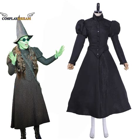 Wicked musical elphaba cosplay traje chapéu preto victoria mangas