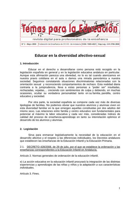 Pdf Educar En La Diversidad Afectivo Sexual · Componentes Básicos Que