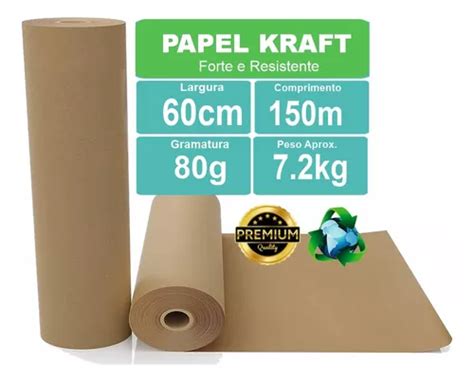 Bobina Papel Kraft 60cm X 150mts 80g Embalagem Moldes Roupas MercadoLivre