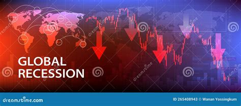 Global Recession 2023 Graph And Stock Market Slump Stock Vector