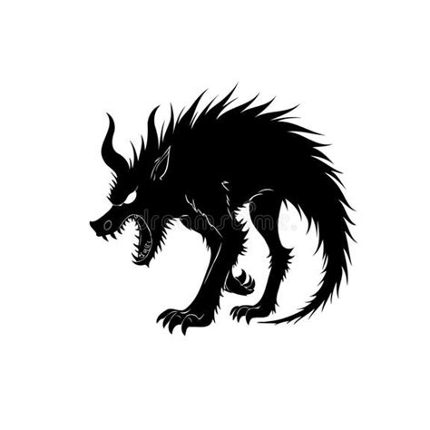 Silhouette of an Aggressive, Mythical Creature Displaying Powerful and Menacing Form Stock ...
