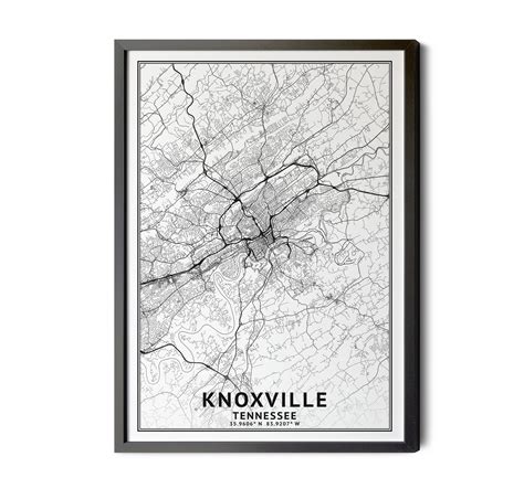 Knoxville Tennessee Map Black And White Coordinates Map Of Knoxville