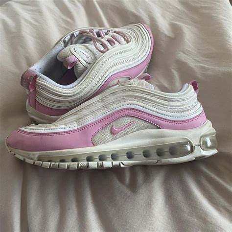 pink and white air max 97 from the UK size US 8.5... - Depop