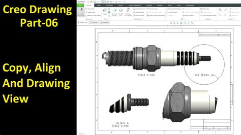 Creo Detailed Drawing Copy Align Drawing View Youtube