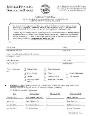 Fillable Online 2023 Sample Judicial Financial Disclosure Form 2023