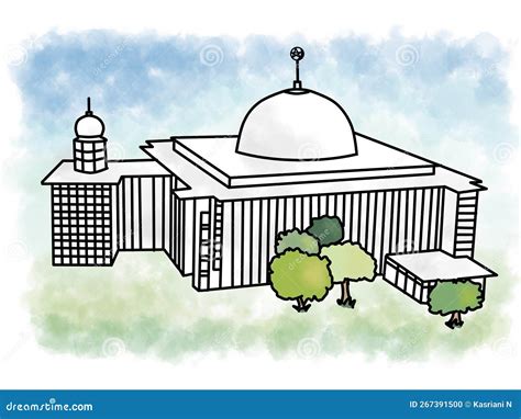 The Illustration of Istiqlal Mosque. Masjid Istiqlal, Jakarta ...