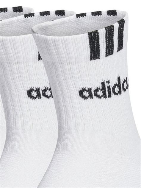 Adidas Sportswear Unisex 3 Pack Cushioned 3 Stripe Linear Socks White