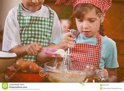 Kids Make Mess In The Kitchen Stock Image Image Of Happiness Girl