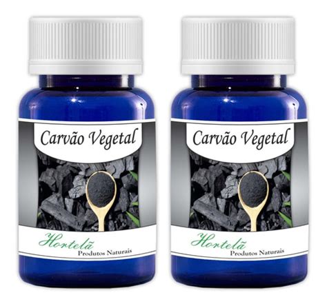 Carvão Vegetal Ativado Em 60 Cápsulas De 500 Mg Kit 2 Potes