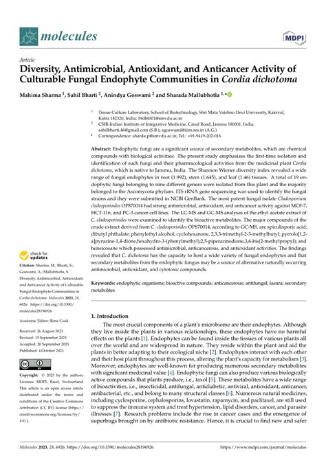 Pdf Molecules Diversity Antimicrobial Antioxidant And Anticancer