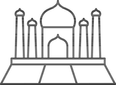 Taj Mahal Icon In Black Outline. 24462967 Vector Art at Vecteezy