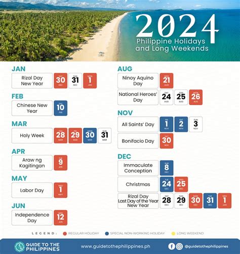 2024 Philippine Holidays Calendar: Holy Week, Long Weekends, When to File Leave, Festivals ...