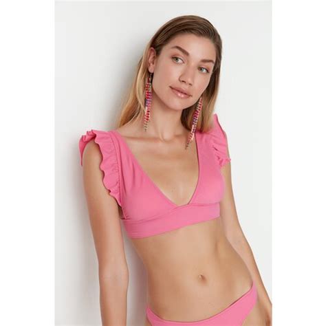 Trendyol Pink Frilly Bikini Top EPonuda