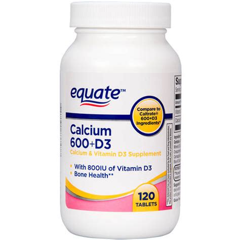 Equate Calcium 600mg D3 Tablets 120 Count