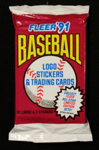 4 Packs Fleer 91 Baseball Card Unopened Packs 30 Cards 3 Stickers