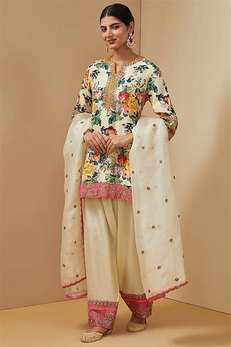 ivory silk kurta set  debyani  pernias pop  shop