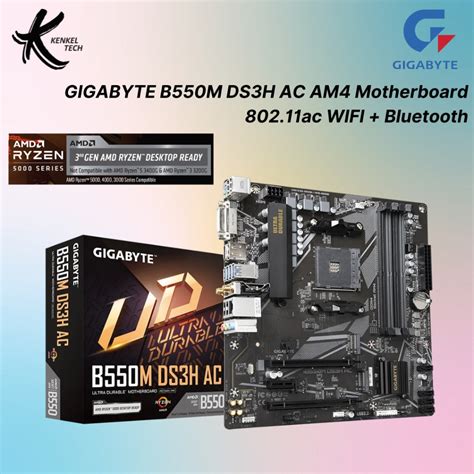 Gigabyte B550m Ds3h Ac Wi Fi And Bluetooth Rev 1 5 Motherboard Am4 Amd Ryzen 3000 5000 Series