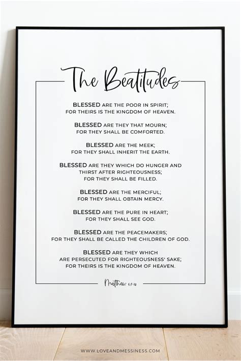 The Beatitudes Printable Wall Art Matthew 6 8 10 Scripture Print Beatitudes Wall Printables