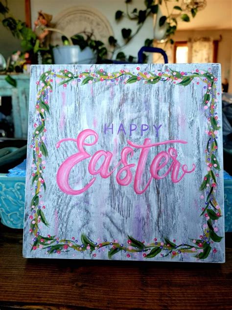 Happy Easter Wood Sign Wall Sign Wall Decor Home Decor Easter Decor