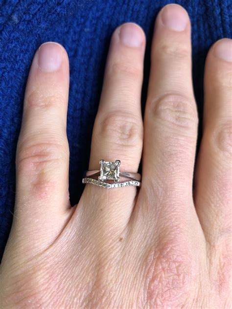 Chevron Wedding Bands With Solitaire