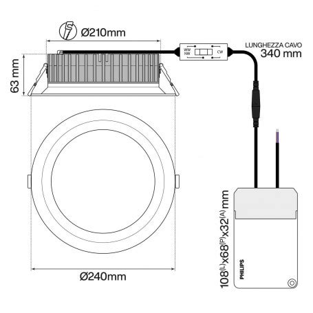 Faro Led Da Incasso W Foro Mm Bianco Cct Ugr Philips Driver